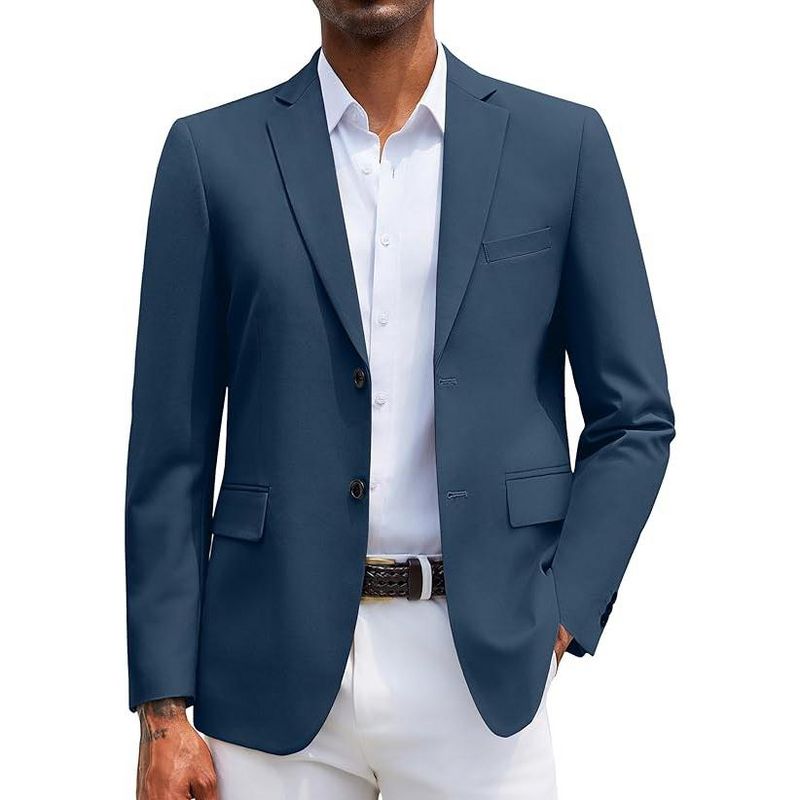 COOFANDY Men's Casual Blazer Lightweight Suit Jacket Slim Fit Sport Coats for Men Dark Blue S