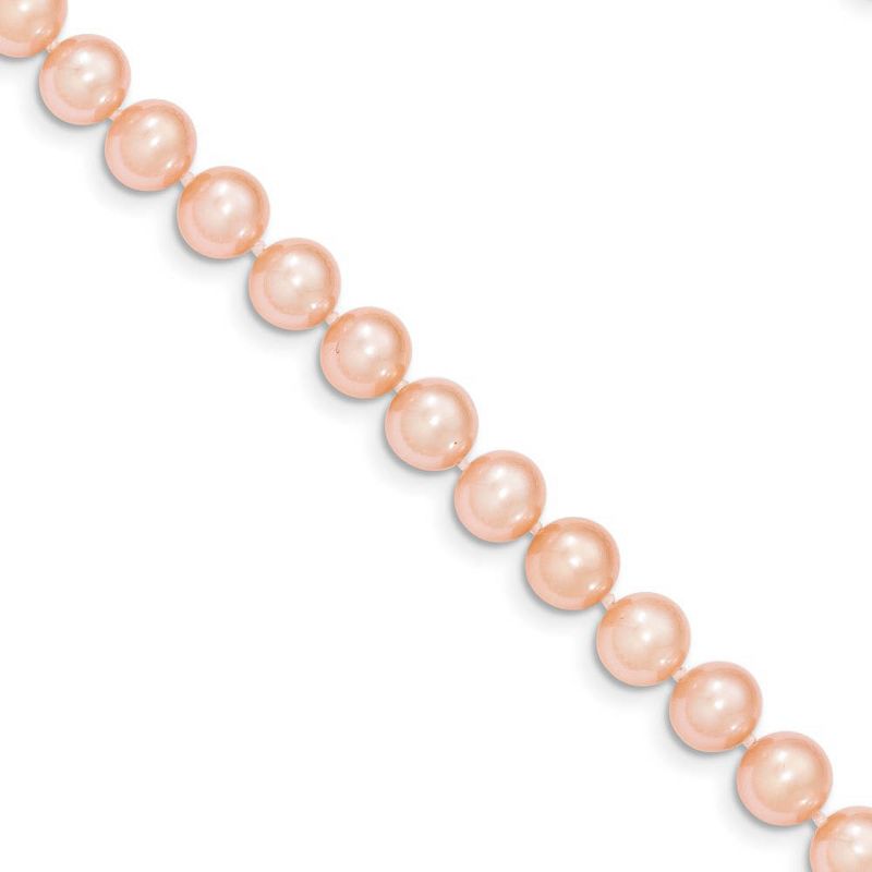 Black Bow Jewelry 7-8mm, Pink FW Cultured Pearl & 14k Yellow Gold Necklace, 24 Inch
