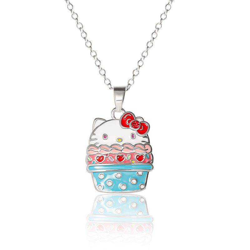 Sanrio Hello Kitty Silver Plated Cupcake Pendant Necklace