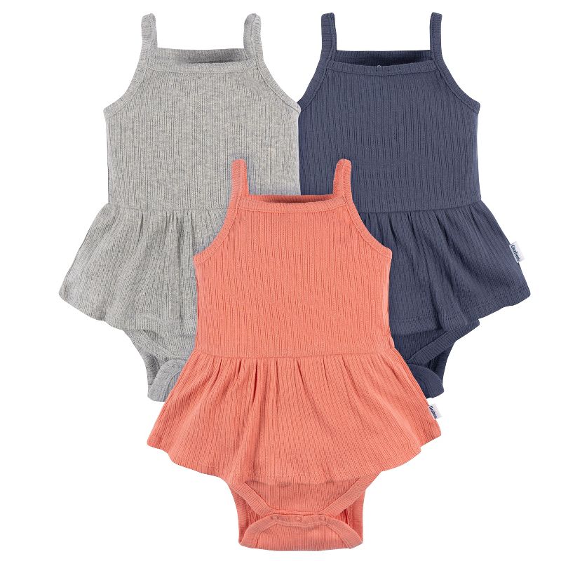 Gerber Baby Girls' 3-Pack Sleeveless Skirted Onesies Bodysuits, Lantana, 12 Months