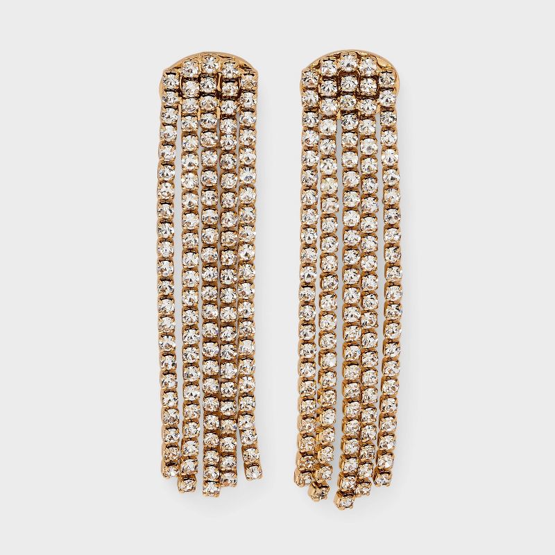 Rhinestone Fringe Drop Earrings - A New Day™ Gold