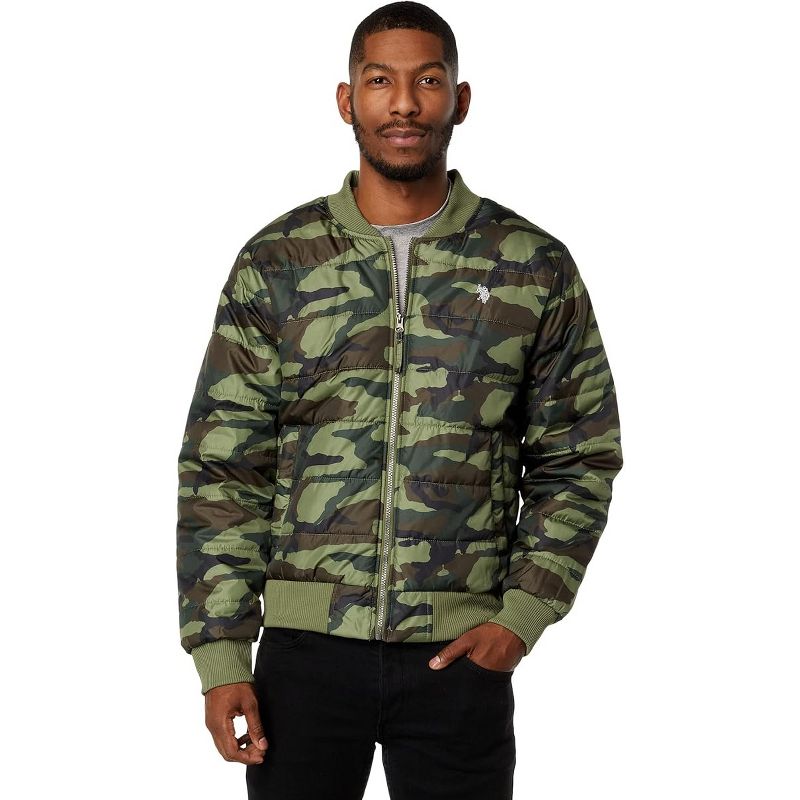 U.S. Polo Assn. Men’s Camo Quilted Bomber Jacket Army Green Large