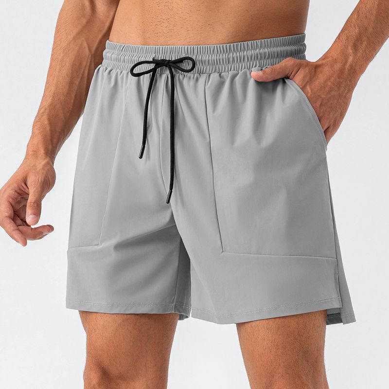Clearlove Men's Workout Shorts 7" Inch Free Movement Side Slit Running Short Lightweight Athletic Shorts with Pockets No Liner, Cloudy gray - Large