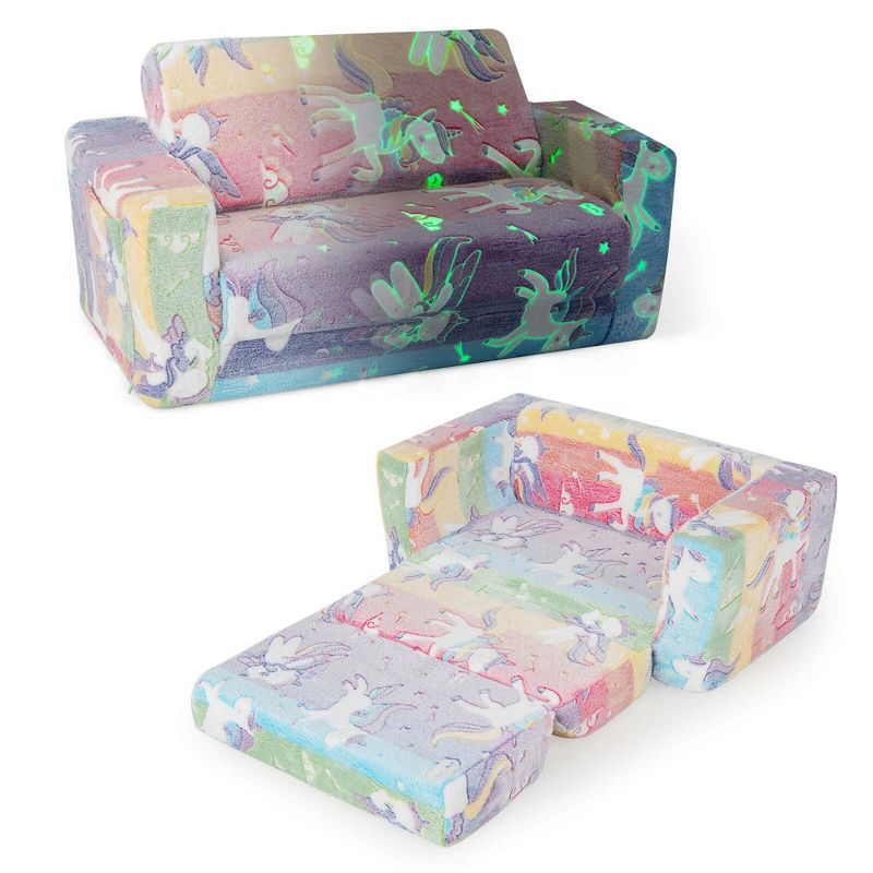 Costway 2-in-1 Flip Out Kid’s Sofa Chair Convertible Toddler Couch to Lounger