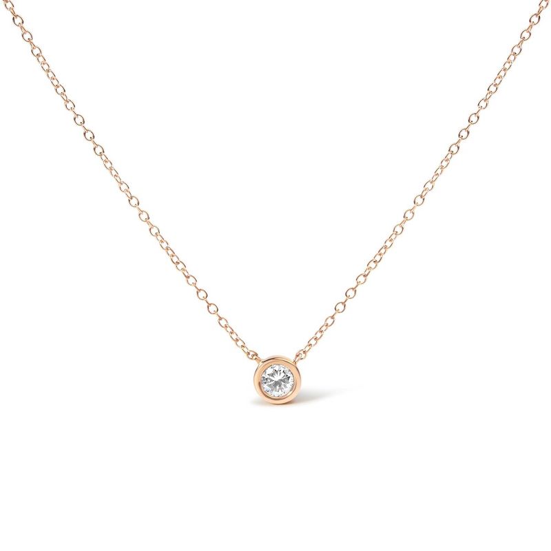 Haus of Brilliance 10K Rose Gold 1/5 Cttw Diamond Modern Bezel-Set Solitaire Pendant Necklace