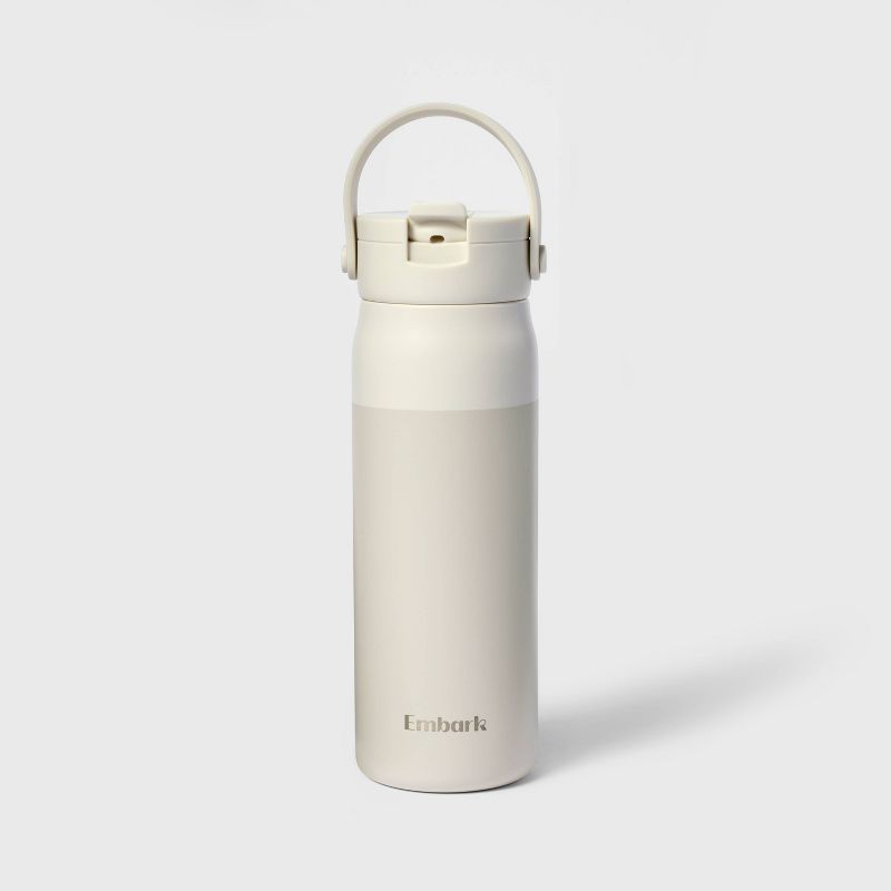 24oz Stainless Steel Hydration Water Bottle - Cream - Embark™: Portable Drinkware, Polypropylene Lid