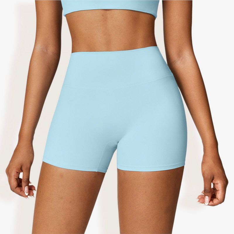 Anna-Kaci Active Women's High Waist Athletic Shorts Compression Fit with Seamless Design for Workout Wear - X Large, Light Blue
