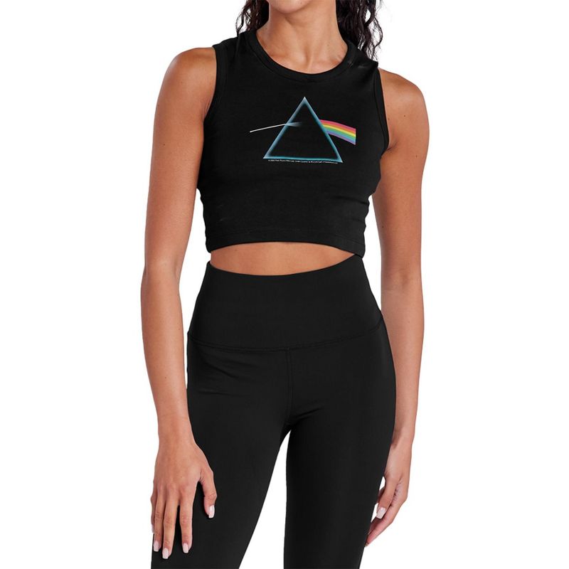 Women's Pink Floyd Dark Side Prism Sleeveless Crop Top Tank Black X Large