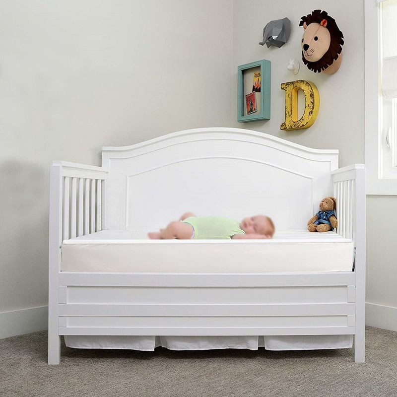 Continental Sleep, 3" Standard Foam Waterproof Vinyl Coating Crib Mattress with White Microfiber Woven Fabric, Large