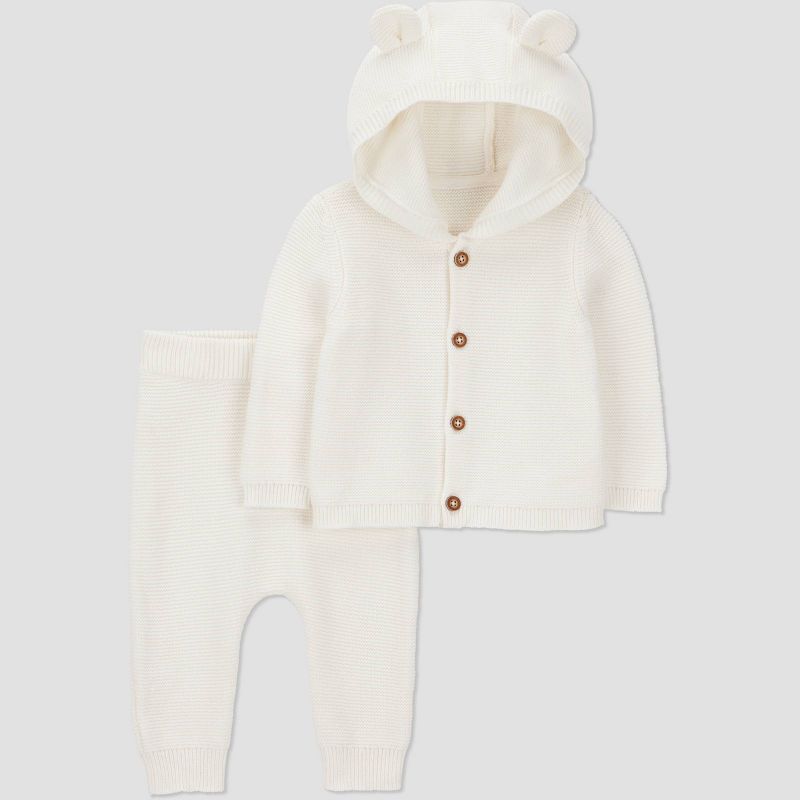 Carter's Just One You® Baby 2pc Hooded Bear Sweater and Jogger Pants Set - Cream 6M