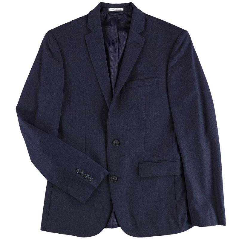 bar III Mens Flannel Two Button Blazer Jacket, blue, 36 Regular