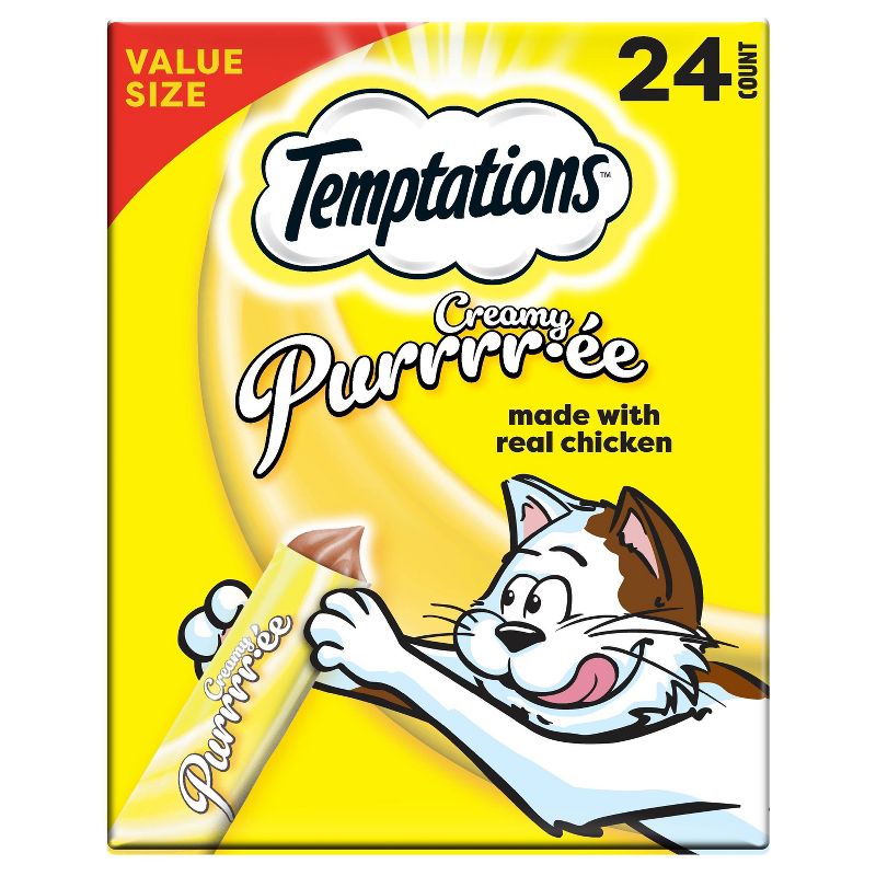Temptations Puree with Chicken Flavor Squeezable Lickable Cat Treats - 10.1oz