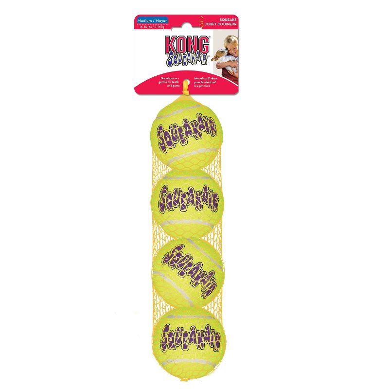 KONG SqueakAir Tennis Ball Dog Toy - Yellow - 4ct