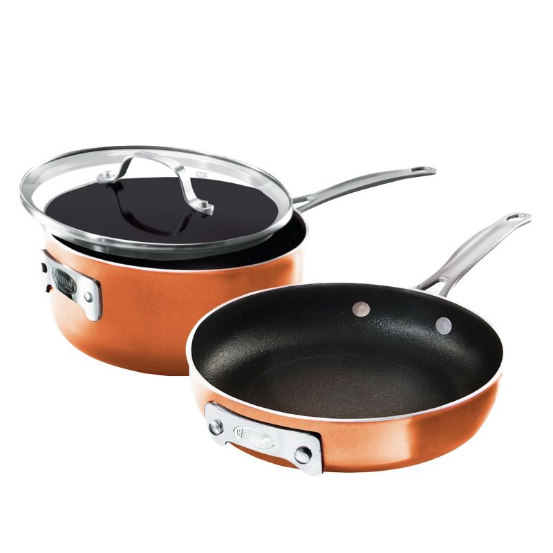 Gotham Steel Stackable 3 Pc Cookware Set Space Saving Nonstick Cookware Set