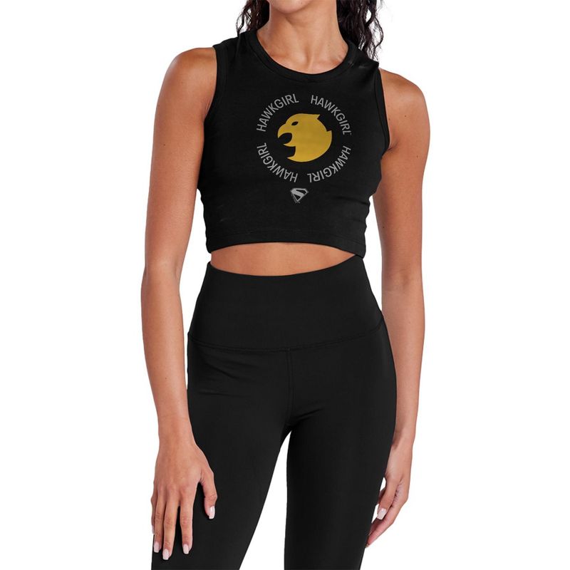 Women's Superman 2025 Hawkgirl Icon Sleeveless Crop Top Tank, Black, X Large