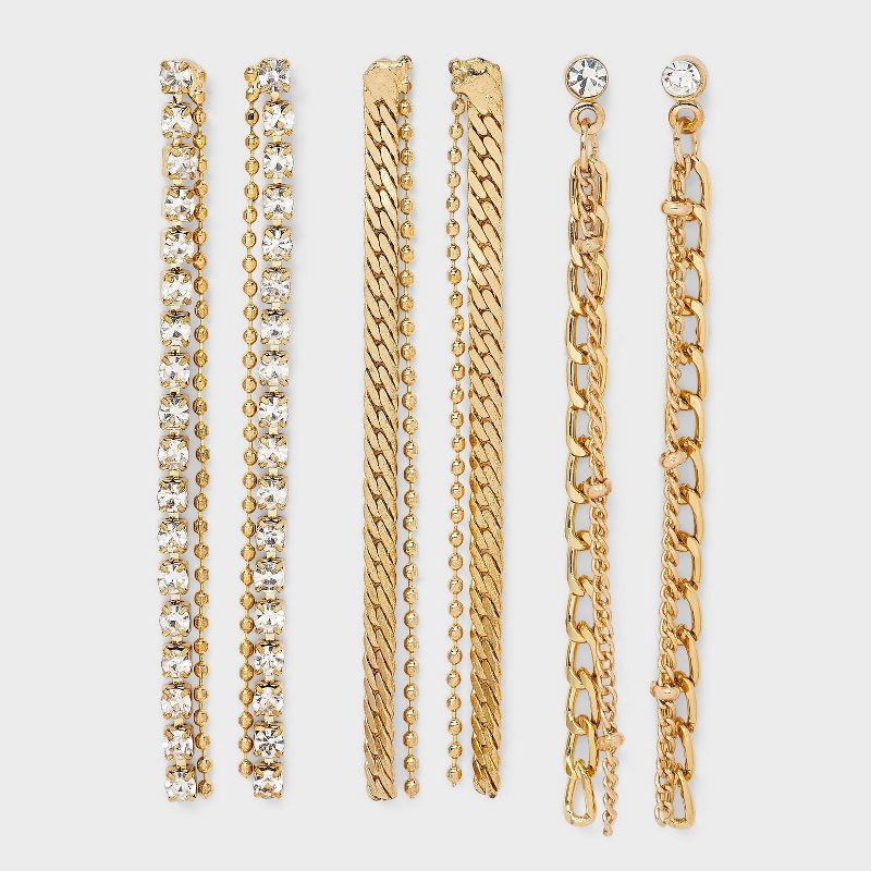 Mixed Linear Trio Earring Set - Wild Fable™ Gold