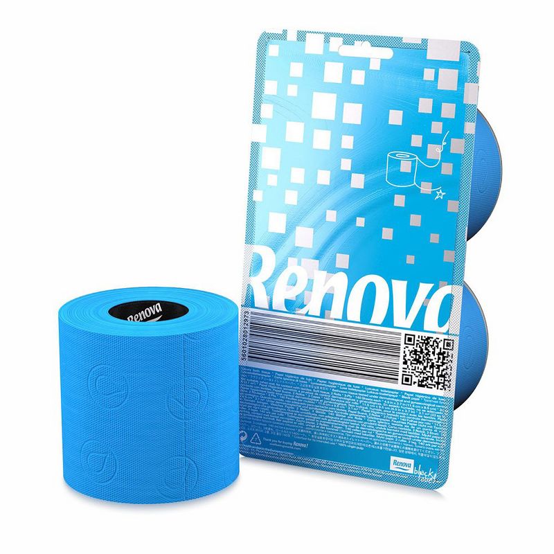 Roll-Lux Blue Toilet Paper - 3-Ply Premium Tissue, 2 Rolls, 140 Sheets Each, Calm & Elegant