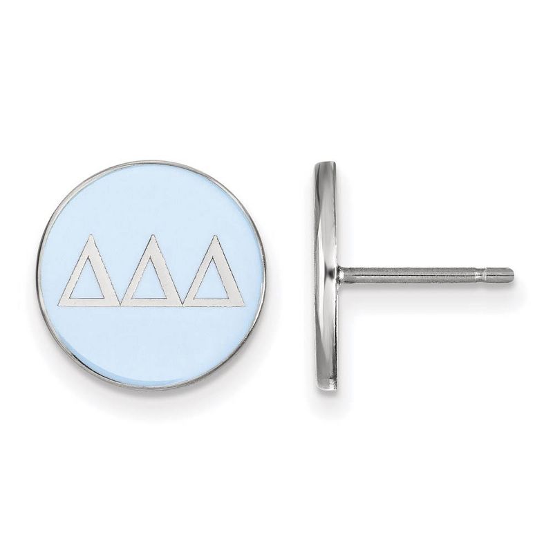 Black Bow Jewelry Sterling Silver Delta Delta Delta Greek Life Full Enameled Letters Disc Stud Earrings