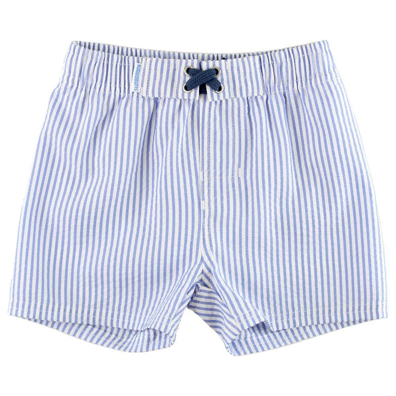 RuggedButts Infant Periwinkle Blue Seersucker Swim Trunks - Periwinkle Blue Seersucker, Size : 6-12 Months