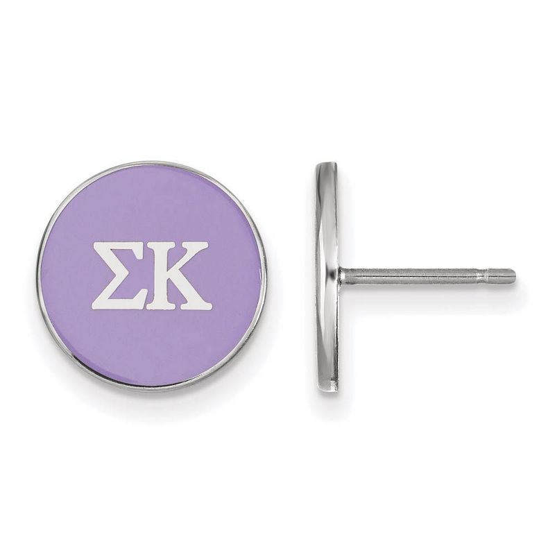 Black Bow Jewelry Sterling Silver Sigma Kappa Greek Life Full Enameled Letters Disc Stud Earrings