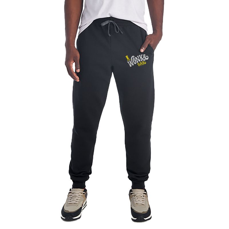 Willy Wonka Wonka Bar Logo Unisex Jogger Sweatpants with Pockets for Men and Women Black Medium