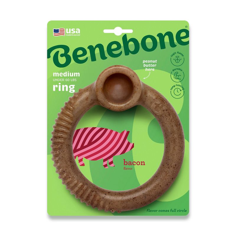 Benebone Bacon Ring Dog Bone Chew Toy - M