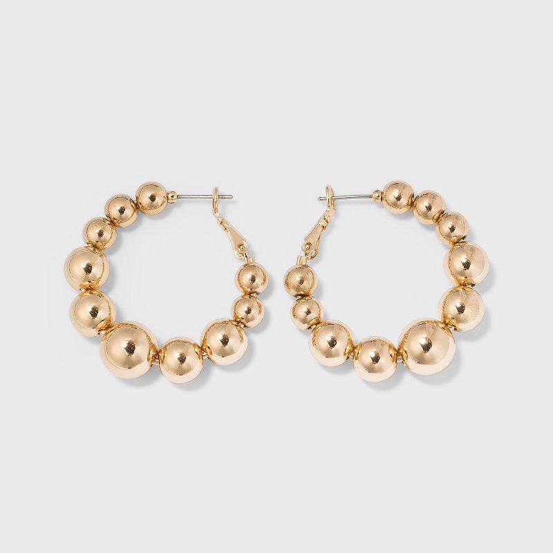 Ball Hoop Earrings - A New Day™ Gold: Nickel-Free Metal, Post Closure, 1.4" Length