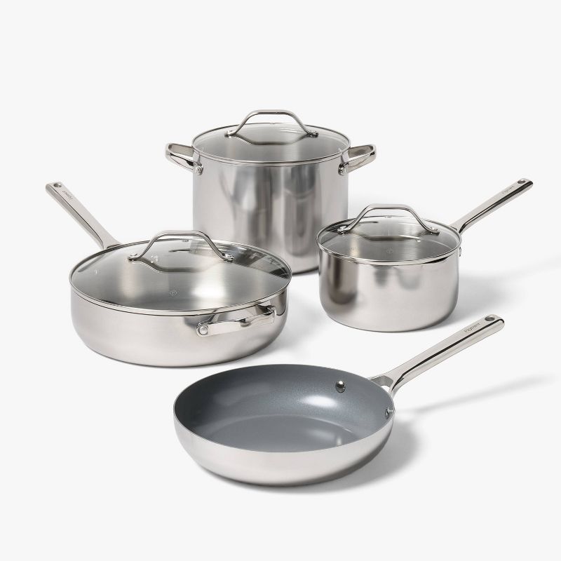 7pc Nonstick Ceramic Coated Stainless Steel Cookware Set - Figmint™