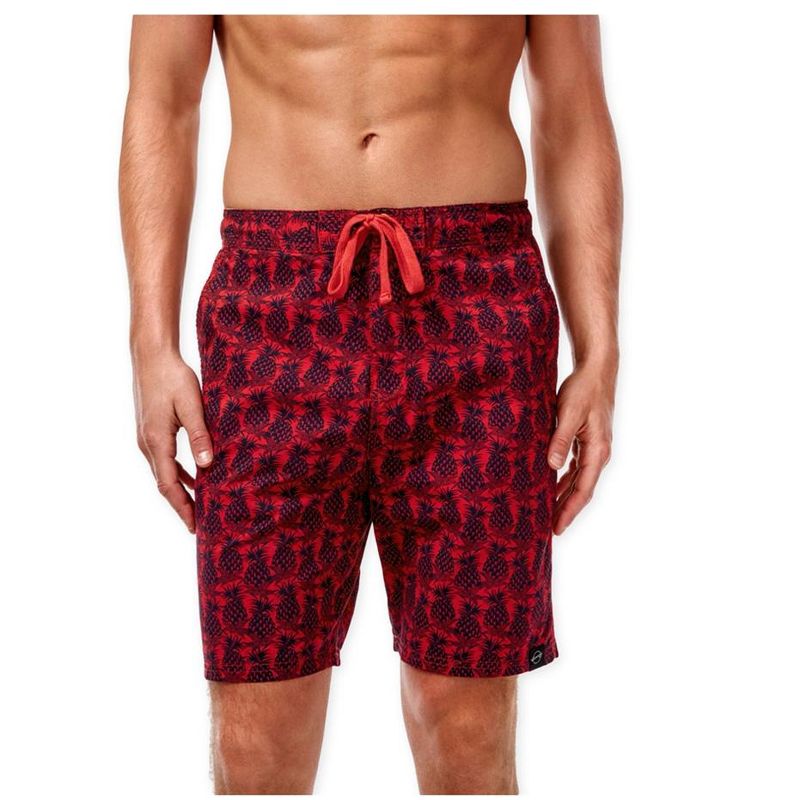 Weatherproof Mens Vintage Pineapple Swim Bottom Board Shorts, claret, Small