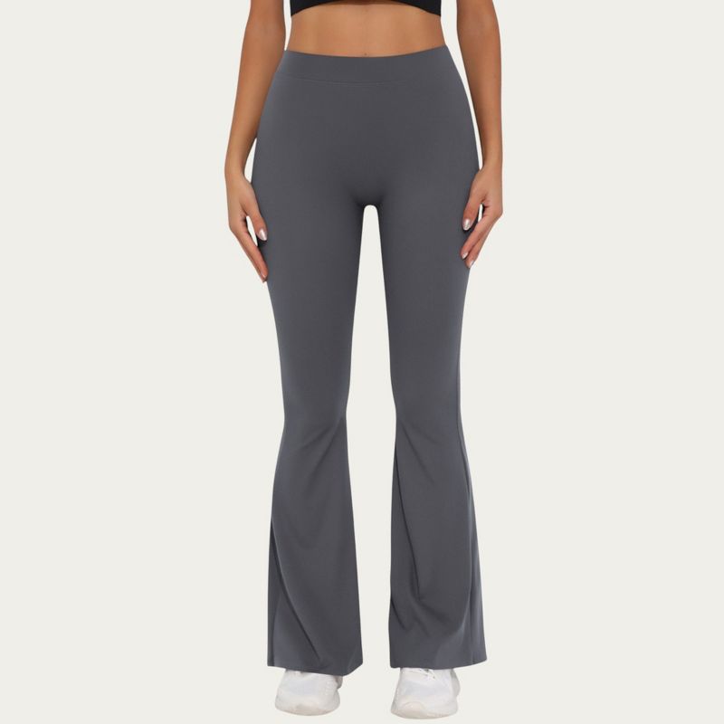Anna-Kaci Active Women's High Waist Flare Leg Yoga Pants with Stretch Fit and Contoured Waistband - Small, Gray