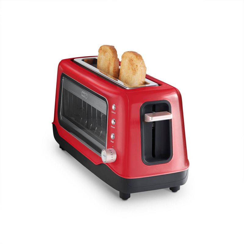 Dash Clear View Toaster Red