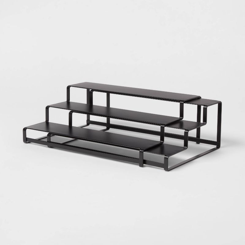3-Tier Metal Expandable Spice Rack with Powder Coated Finish Black - Brightroom™: Kitchen Organizer, Iron, 14" Width