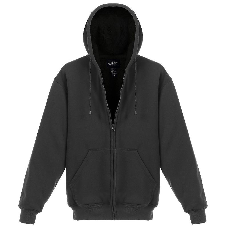 Gioberti Men's Heavyweight Faux Shearling Lined Fleece Hoodie Jacket, Charcoal B, Small