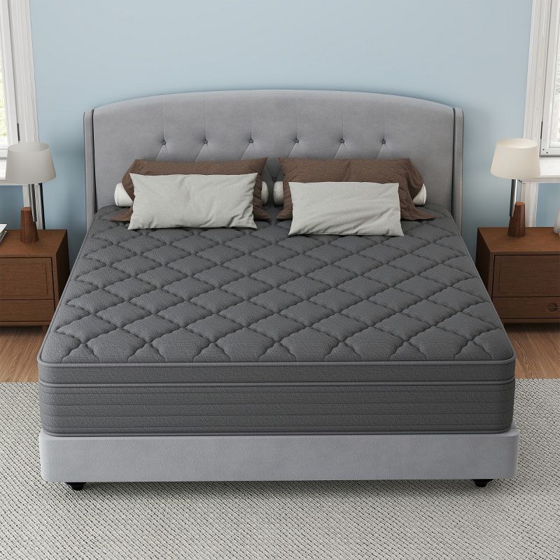 CHEVNI 12 Inch Queen Size Mattress in a box Hybrid Spring Memory Foam Medium Firm Gray - Gray