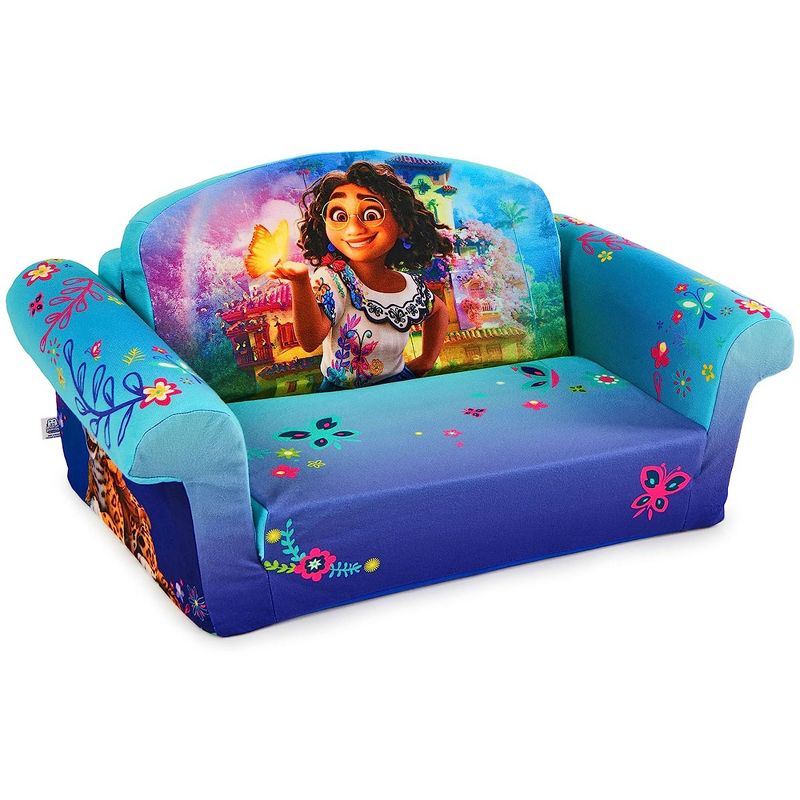 Marshmallow Furniture Kids 2-in-1 Flip Open Foam Compressed Lightweight Lounging Sofa Bed/Extendable Sleeper Couch, Encanto, Multicolor