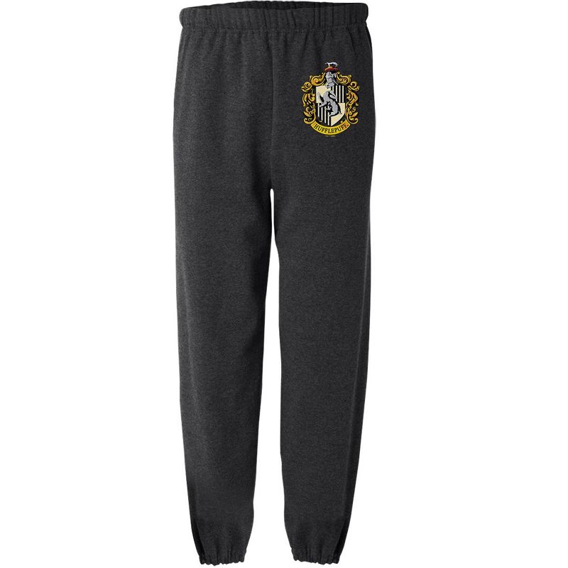 Harry Potter Hufflepuff Crest Mens Jogger Sweatpants Charcoal Heather Large