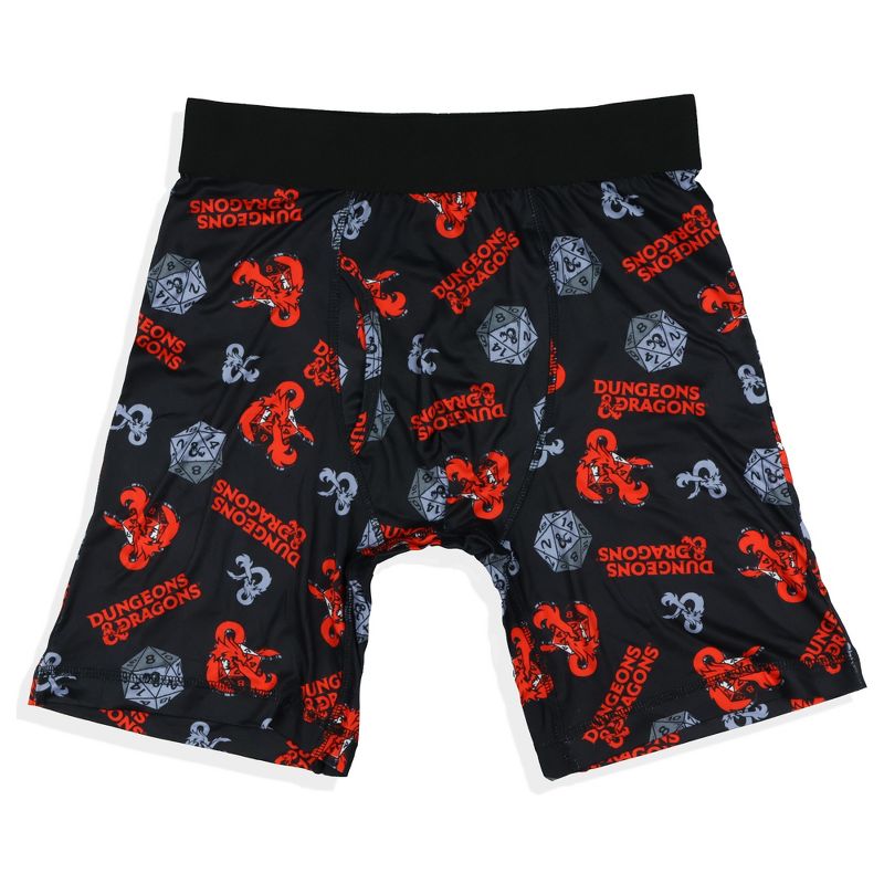Intimo Dungeons and Dragons Men's D20 Dice and D&D Logo Boxer Briefs Underwear (M) Black