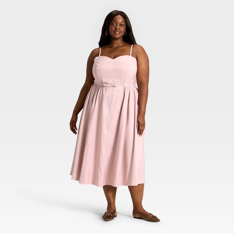 Women's Bow Belt Midi Dress - A New Day™ Pink 3X