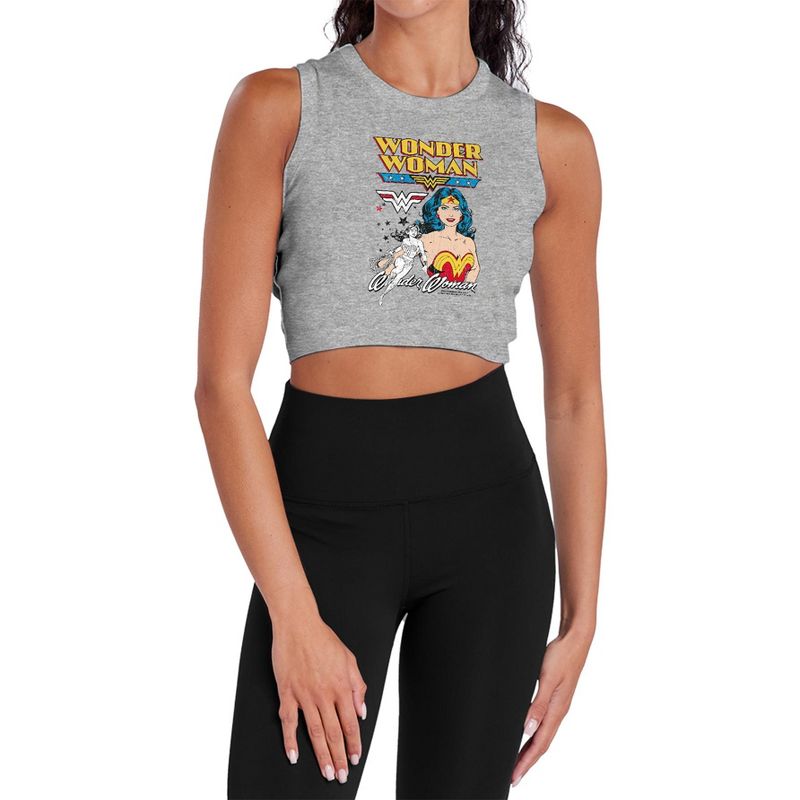 Women's Duo Sleeveless Crop Top Tank Athletic Heather Large