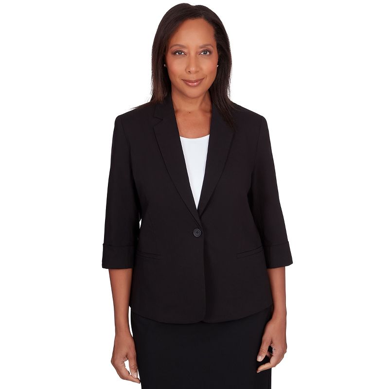 Alfred Dunner Women's Classic Fit Jacket, Black, Size 10