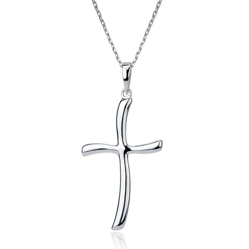 Bella Silver Sterling Silver Thin Cross 18" Pendant Necklace - Silver