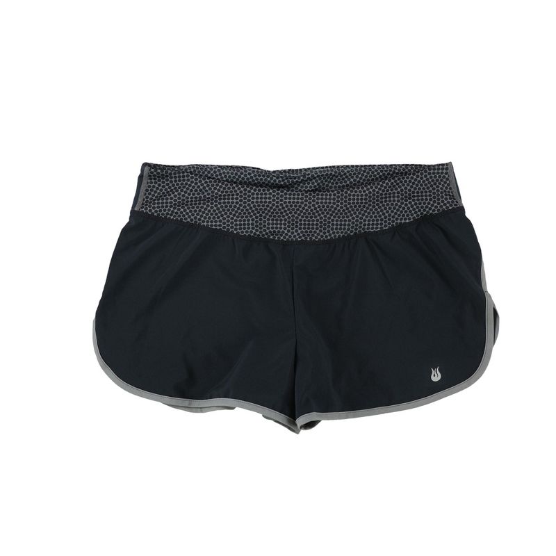 SOLFIRE Womens Compound Hex Peak Athletic Workout Shorts, black, Large
