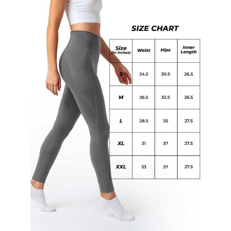 3-PC Large Size Women's High Waist Leggings with Side Pockets , Soft Stretch, Moisture Wicking Women Bottoms (Black, Navy & Dark Grey)