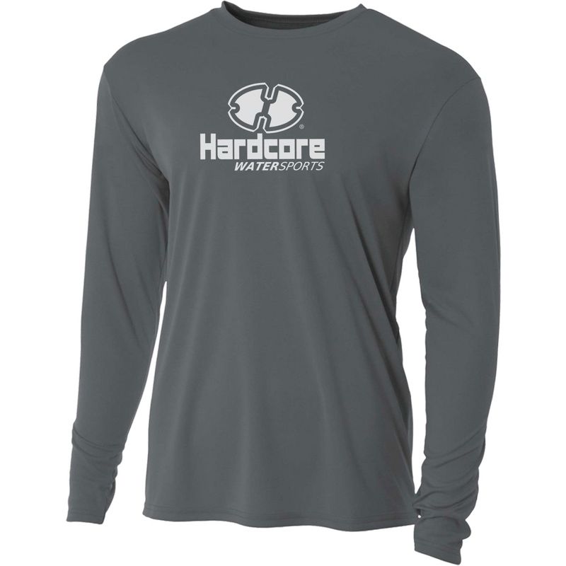 Hardcore Men's Long Sleeve Loose Fit Rash Guard Surf Shirt for Water Sports | Lightweight, Quick-Dry Swimwear Graphite Small
