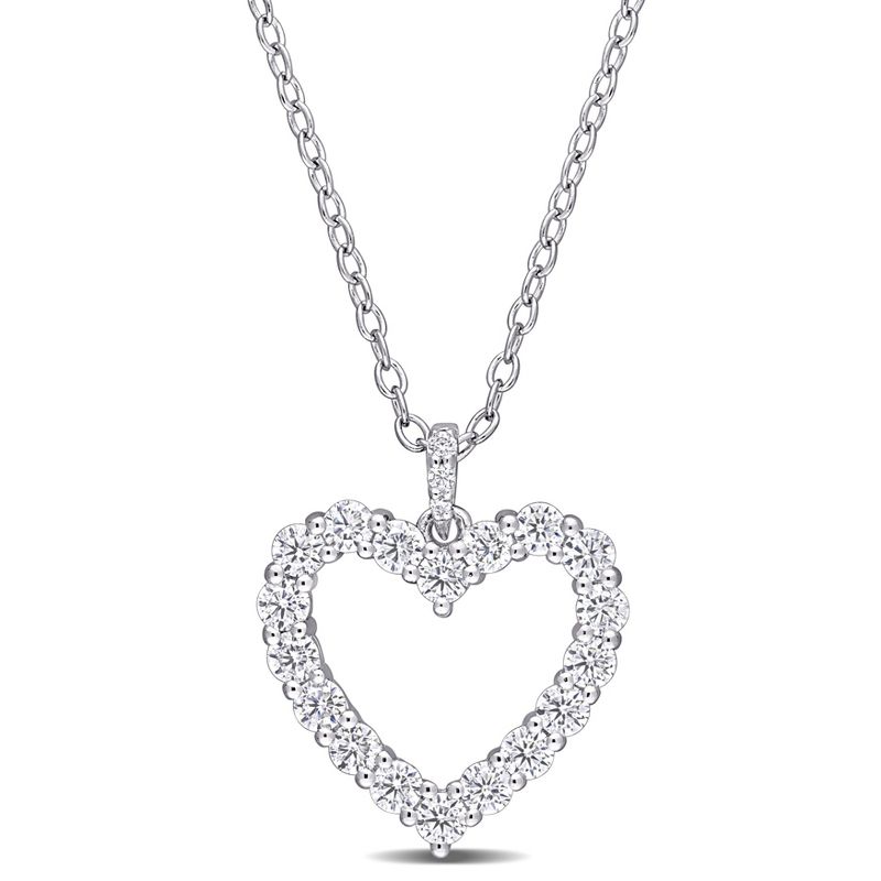 EVERLY JEWELRY | Sterling Silver 3/5 CT DEW Created Moissanite-White Fashion Pendant With Chain