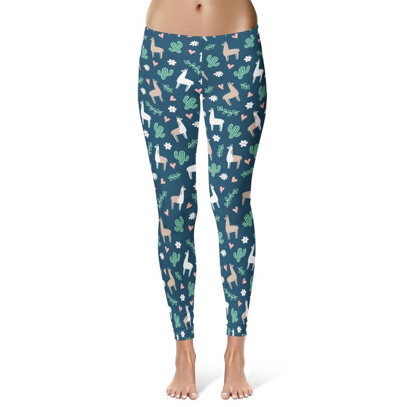 Womens Llama Leggings Cute Funny Alpaca Adorable Farm Animal Yoga Pants for Ladies - Crazy Dog for Animal Lovers Llama M