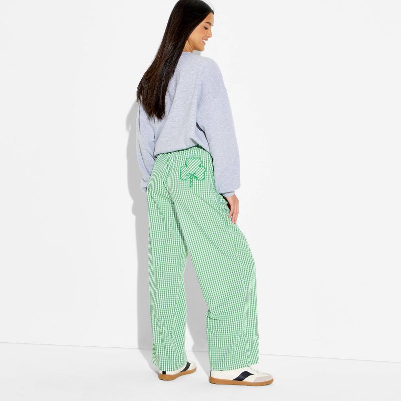 Women's Gingham Graphic Boxer Pants - Green XL