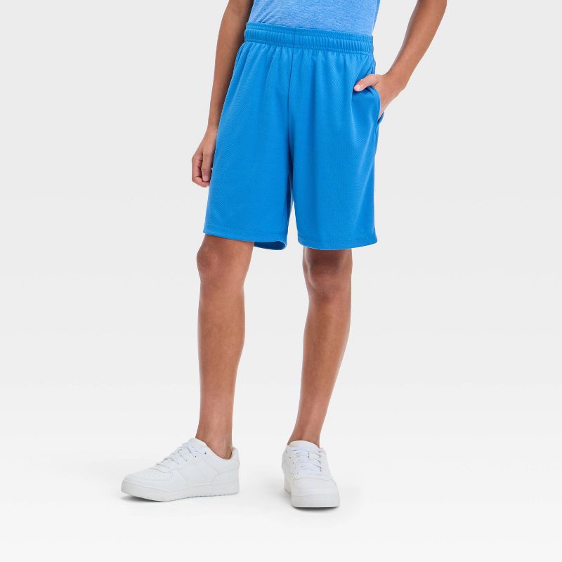 Boys' Mesh Shorts - All In Motion™ Aqua Blue XS: Recycled Polyester, Extra Lightweight, Regular Fit, Elastic Waistband