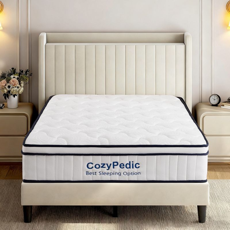 GDFStudio Subaru Firm Memory Foam Mattress with Pocket Springs, White, 10" Queen Size