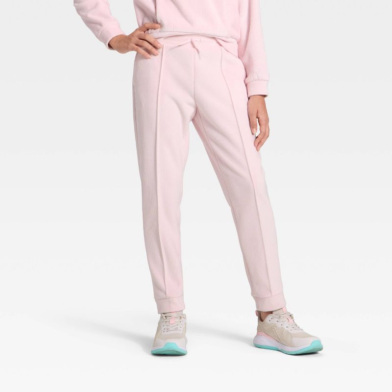 Girls' Cozy Ribbed Jogger Pants - All In Motion™ Light Pink XXL